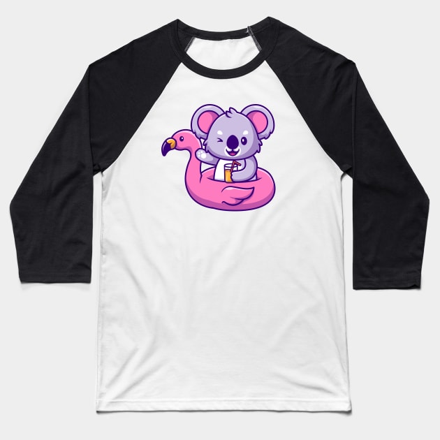 Cute Koala Summer With Flamingo Tires And Orange Juice Baseball T-Shirt by Catalyst Labs